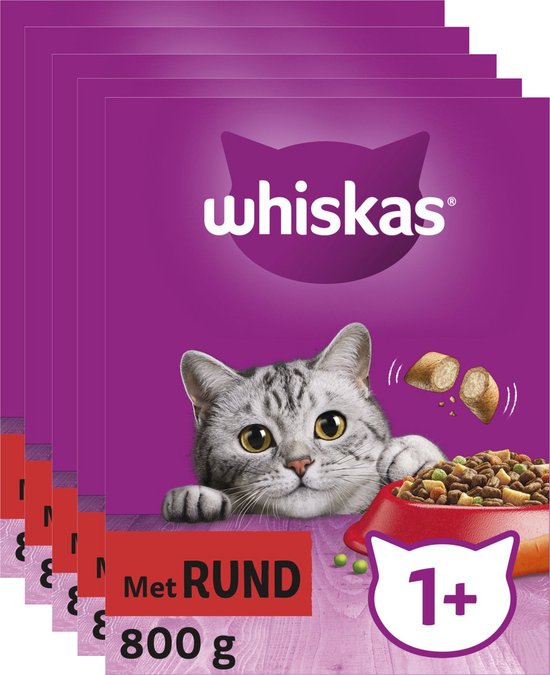 Foto: Whiskas kattenbrokken adult 1 adult rund doos 5x800g