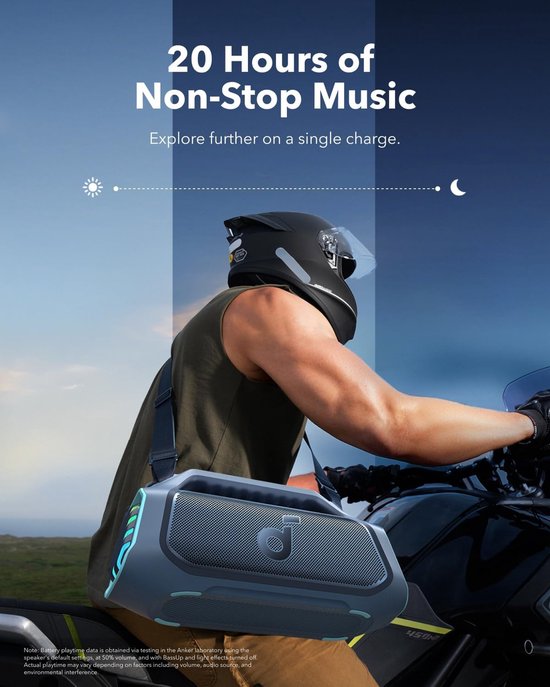 NEW soundcore Anker Boom 2 Plus Buitenluidspreker, bluetooth, 140 W, 2+2 kanalen, BassUp 2.0, 20 uur, snel opladen, IPX7-waterdicht, RGB-verlichting, USB-C, powerbank, voor kamperen, strand, tuin- Blauw van Anker — afbeelding 5