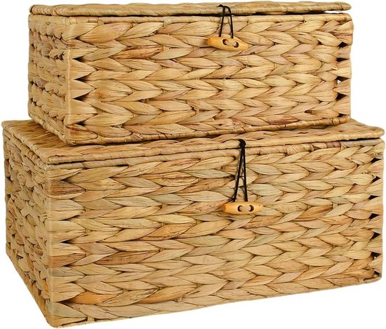 BSTKEY Bac à Courrier En Jacinthe D'eau Naturelle, Panier De Rangement Rectangulaire En Papier