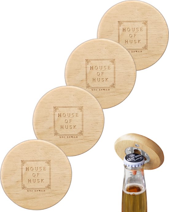 House of Husk 2 in 1 Flessenopener en Magneet - Koelkast Magneten - Bieropener - 4 Stuks
