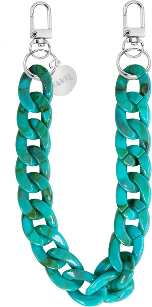 xoxo Wildhearts telefoonkoord - Blue Ocean - Kort koord - Geschikt voor iPhone - Geschikt voor Samsung - Universeel Phone cord - Telefoonketting - Koord voor telefoon - Telefoon hanger ketting Blauw