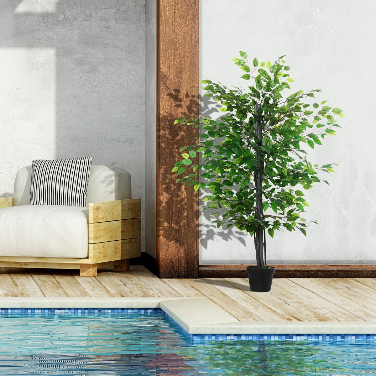 4goodz Kunstplant Banyanboom Met Massieve Stam 180 Cm - Groen