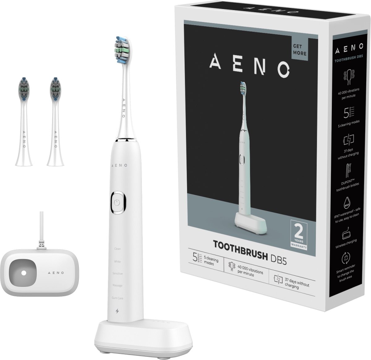 AENO DB5 elektrische tandenborstel - 2 borstels - Oplaadstation