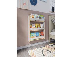 Boekenkast Kind - Boekenrek Kind - Boekenrek Kinderkamer - Kinderboekenkast - Montessori Boekenkast - 3 Niveaus - Wit