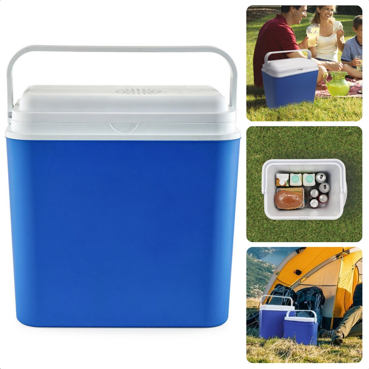 Glacière Cheqo 10L – Bleu/blanc, Isotherme 12h, Poignée Pratique, Compacte Et étanche, Pour Pique-nique Et Plage