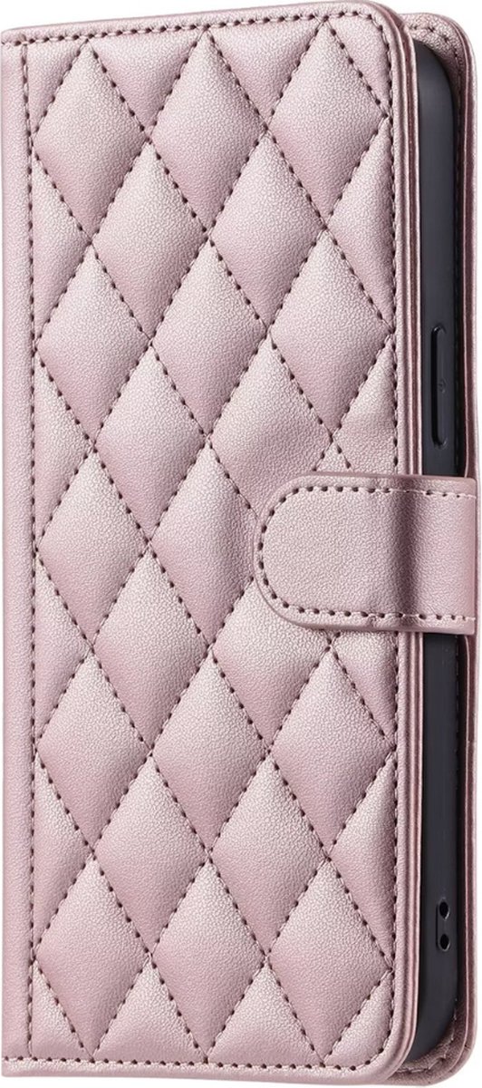 Hoesje geschikt voor iPhone 16 Pro - Bookcase - Pasjeshouder - Koord - Kunstleer - Rose Goud
