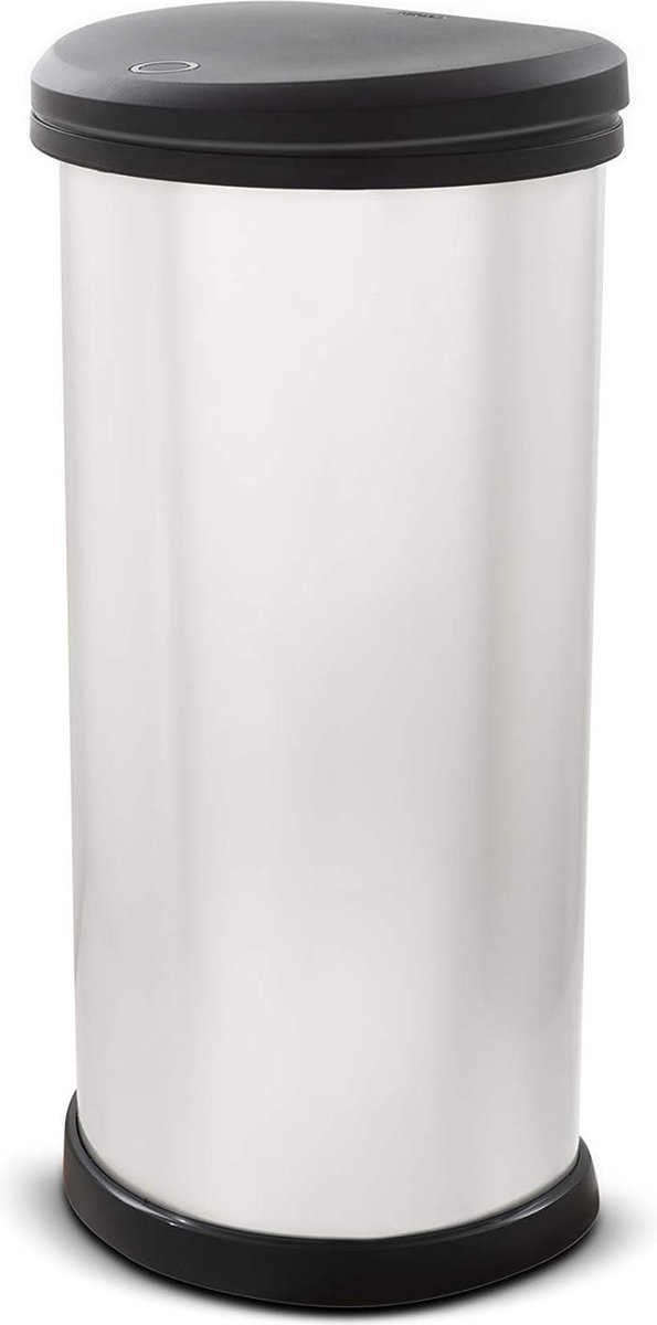 70% Gerecycleerde Metal Effect One Touch Deco Bin - Zilver - 40 Liter