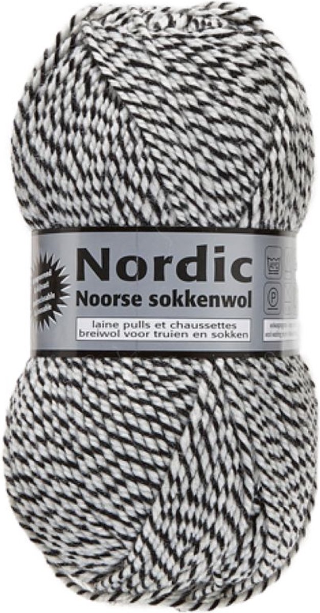 Nordic Noorse Sokkenwol - Lammy Yarns - Nordic - Kleur 002 - Zwart/Wit