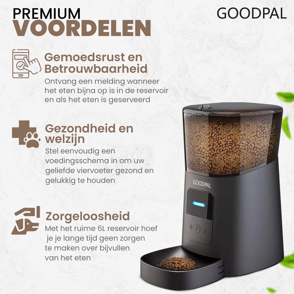 Afbeelding 2 van GOODPAL Automatische voerbak – Automatische voerbak kat – Voerautomaat – Voerdispenser – met App – 6L inhoud – makkelijk te installeren