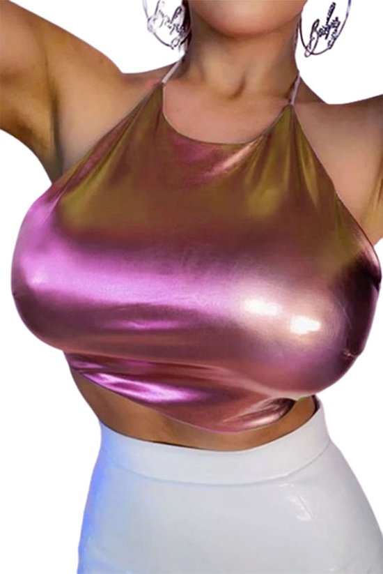 Purple Pink Party Top - Joli haut pour femme - Casual - Fête - Sexy - Violet/Rose - Bonne qualité