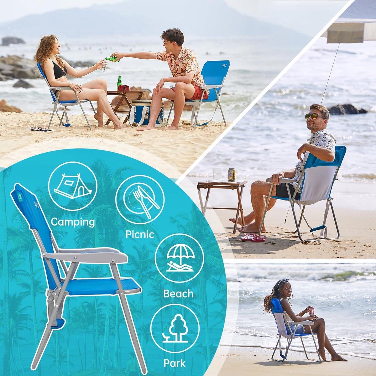 Kirkjubøur® Stjärna Set van 5 campingstoelen met tafel, waterafstotende outdoor campingmeubelset voor festivals, tenten, vissen (wijnrood