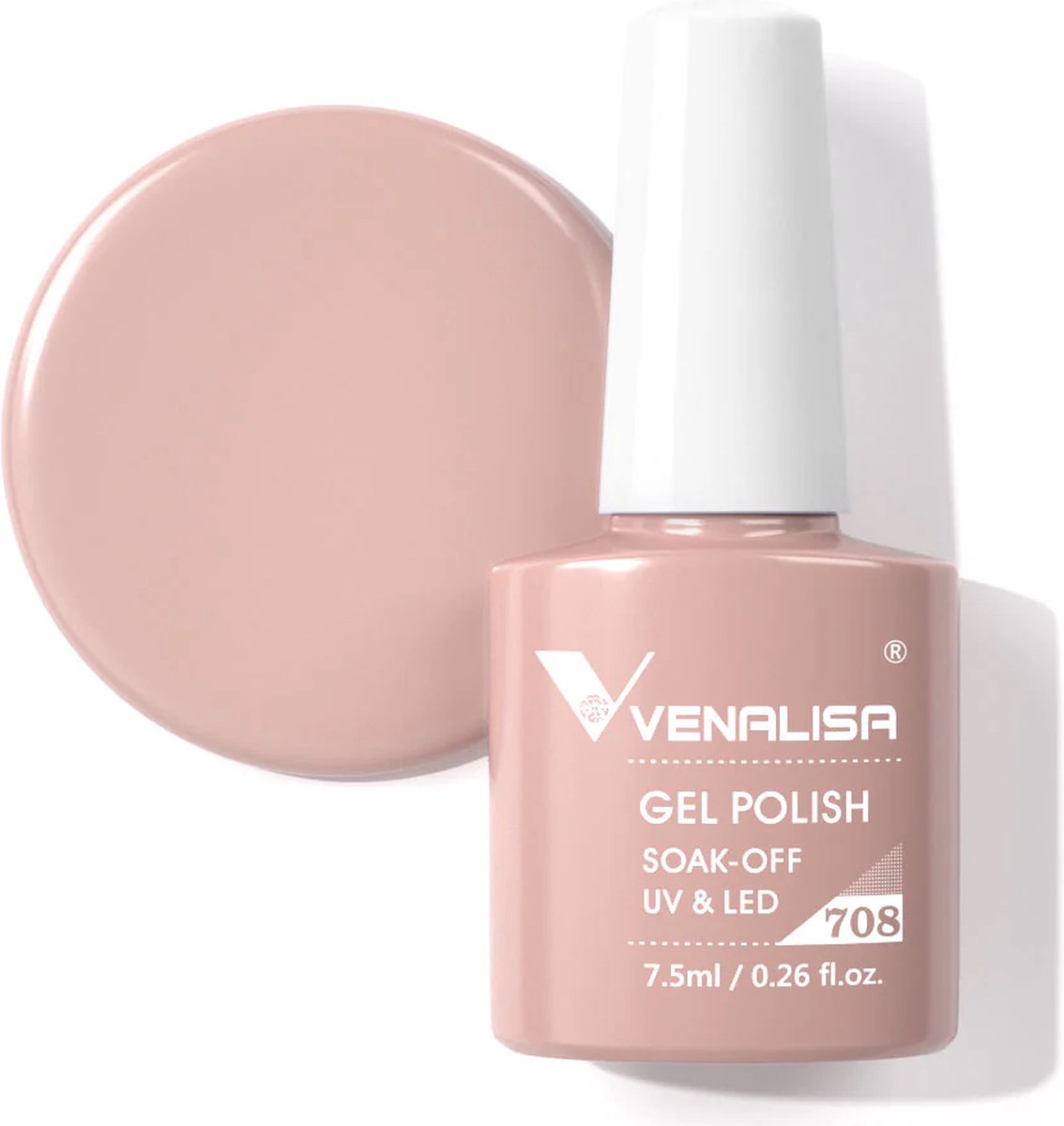 Venalisa UV Gellak Nude - 7.5 ml - 708 - Gellak Naturel - Gellak Beige - Gellak Nude Kleuren - Gellac Nude - Gellak French - Gellak French Pink - Gellak Kleuren - Venalisa Gellak - Gellak Nagellak