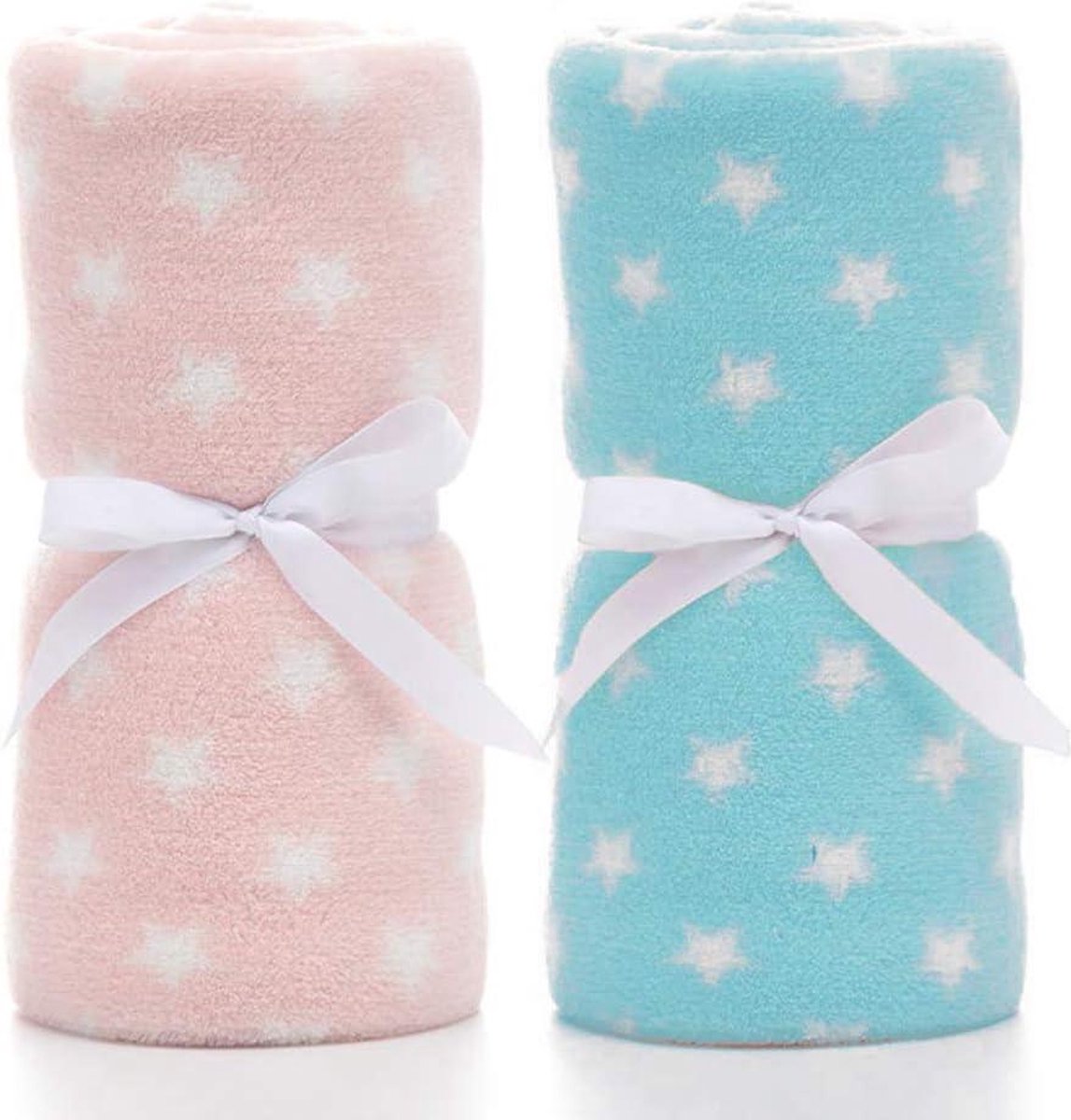 Unisex Babydeken 2-Pack Jongens Meisjes Knuffeldeken Kruipdeken Baby Beddengoed Kinderwagen Pluizig voor Pasgeborenen Zachte Deken 75cmx100cm Blauw+Roze Extra Zacht