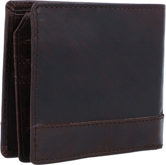 Porte-billets en cuir Spikes & Sparrow James - RFID - 12 cartes - Marron foncé