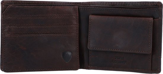 Porte-billets en cuir Spikes & Sparrow James - RFID - 12 cartes - Marron foncé