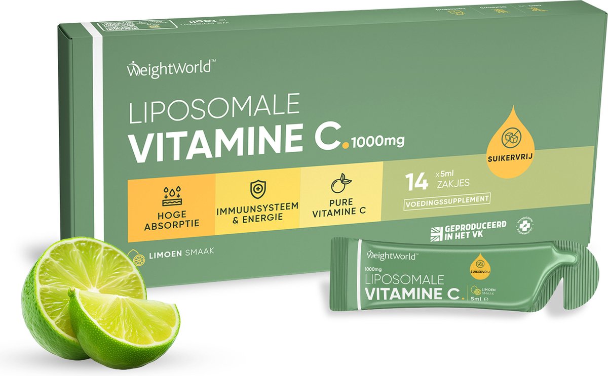 Goedkoopste WeightWorld Liposomale Vitamine C zakjes - 1000 mg - Tot wel 30x betere opname - 14 suikervrije vloeibare zakjes