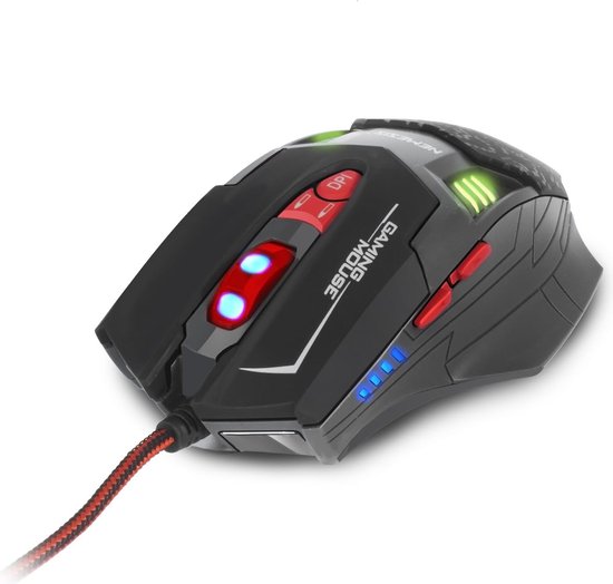 Sumvision Nemesis Panzer Gaming muis - Led Verlichting voor Laptop en Computer - 2500 Dpi - Plug & Play - Rechtshandig - Zwart