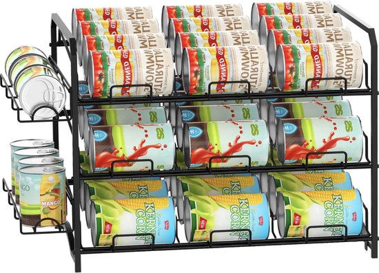 Stapelbaar Blikjesrek, Organizer Voor Keukenkasten, Opslag Of Werkbladen 4 Etages Blikdispenser Opslag Voor 48 Blikjes Zilver