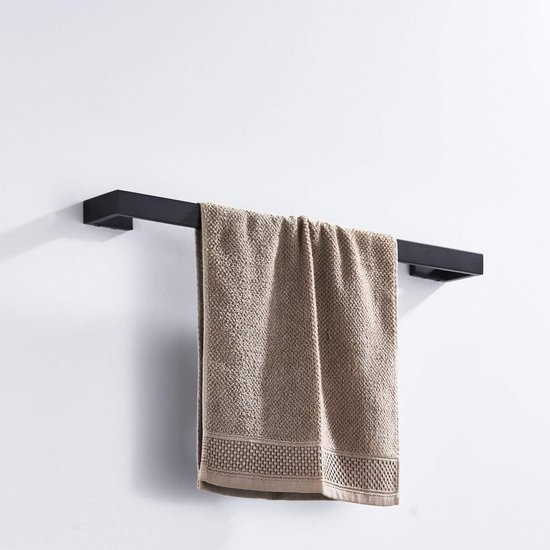 HONPHIER Wc-steunstang van roestvrij staal, badgreep, handdoekhouder, wandmontage, badgreep, zwart (50 cm