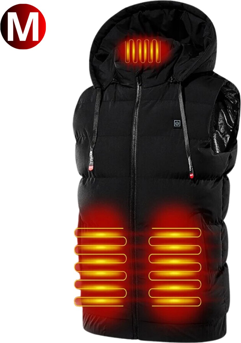 Bovista Verwarmde Bodywarmer Heated Vest Elektrische Bodywarmer Rits Capuchon Water Afstotend Oplaadbaar Unisex Zwart