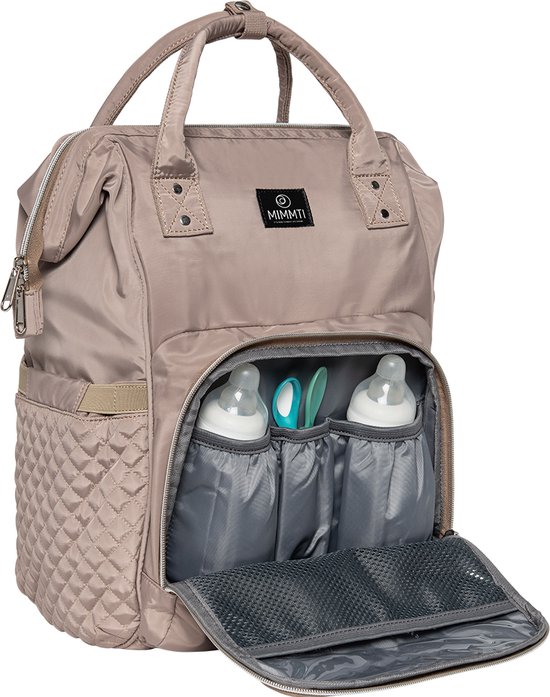MIMMTI Luiertas Rugzak met Verschoonmatje - Beige - Inclusief flessenwarmhouder - kinderwagenhaken en isoleervak NanaBeebi van Mimmti — afbeelding 2