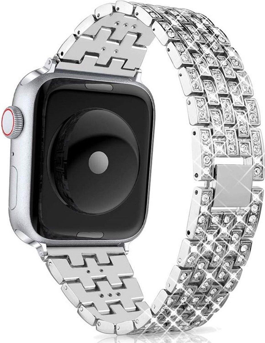 Stravo Bing bandje geschikt voor Apple Watch 42mm(Series 11/10)/41/40/38mm - Sieraden Metaal Horlogebandje Voor Apple Watch SE 1 2 3 / Series 11 10 9 8 7 6 5 4 3 2 1 - Zilver