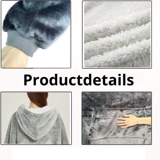 Bovista Knuffeldeken - Plaid - Onesie - Hoodie Deken Met Mouwen - Fleece Blanket - Dames - Heren - Kinderen - Extra Zacht - Marine Blauw