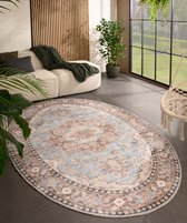 Tapis d'extérieur ovale Vintage - Valenca Fino bleu clair 230x330 cm