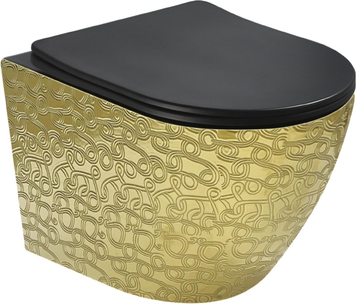 Mawialux hangend rimless toilet - Softclose zitting - Mat Goud Structuur - Alaska