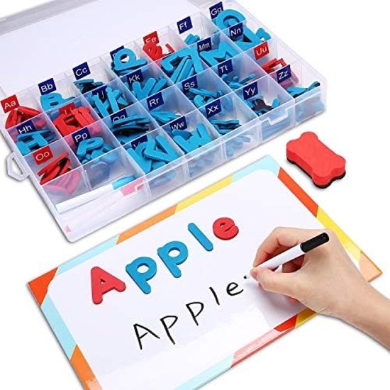 Foto: Abc magnetische letters set 238 stuks beweegbare schuim alfabet nummers met 2 dubbelzijdige magneetborden 3 pennen en gum educatieve alfabet magneten kit voor kinderen spelling leren