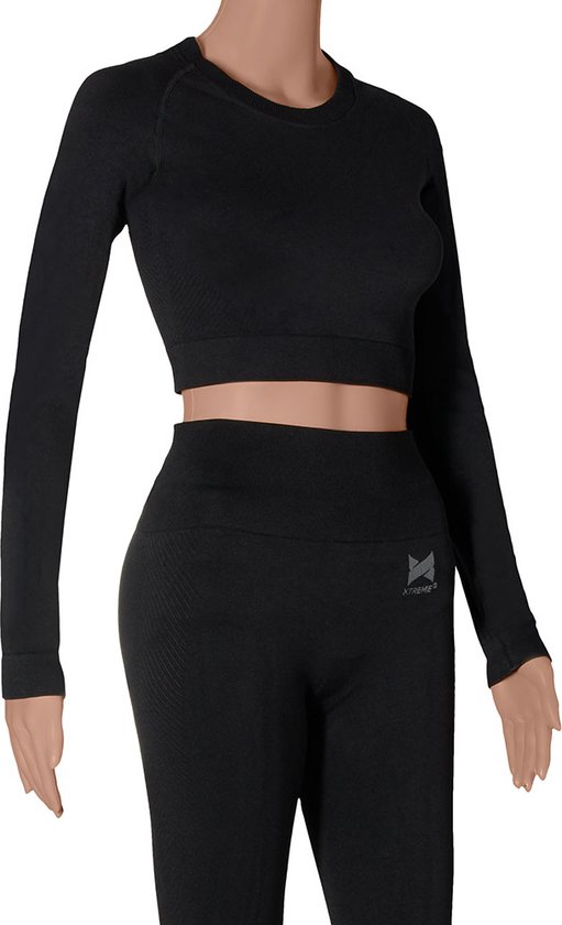 Xtreme - Ensemble de sport femme - Leggings/Crop Top - Zwart - L - Leggings de sport - Crop top de Sport