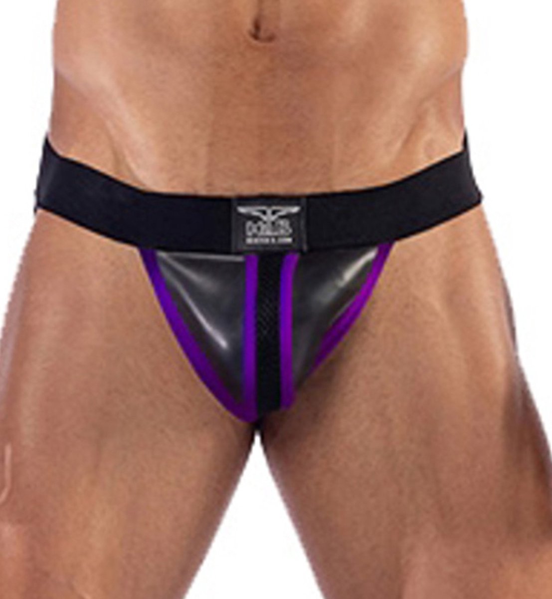 Mister b neoprene jockstrap black purple xl