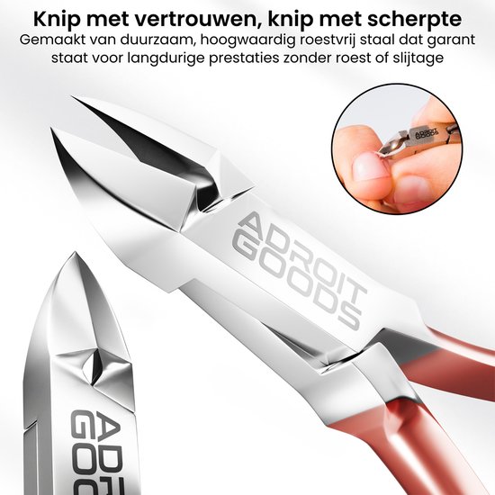 AdroitGoods 3 delige Nagelriem Knipper set - Rose Gold - Cuticle Pusher Duwer Verwijderaar Trimmer Mesje - bokkenpootje nagels