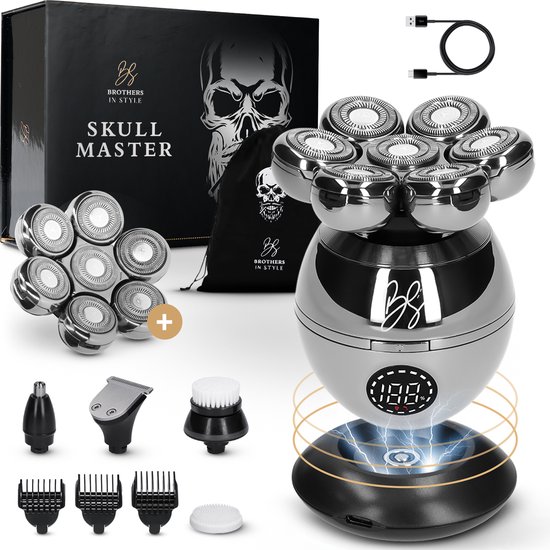 Brothers in Style Skull Shaver Pro Zilver + Extra Scheerkop