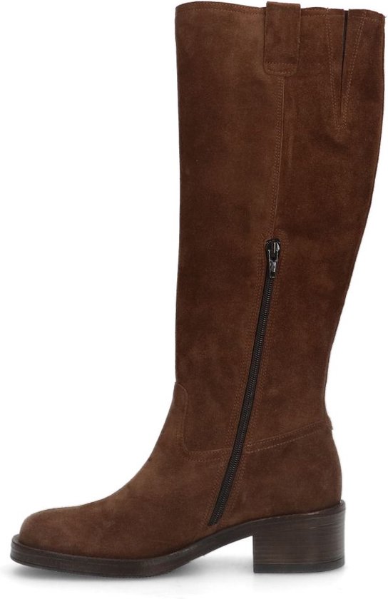 Manfield Dames Bruine suede hoge laarzen Maat 39 bol
