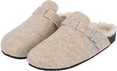 Apollo - Dames instap huispantoffels - Vilt - Beige - Maat 41/42 - Sloffen dames - instap pantoffels dames