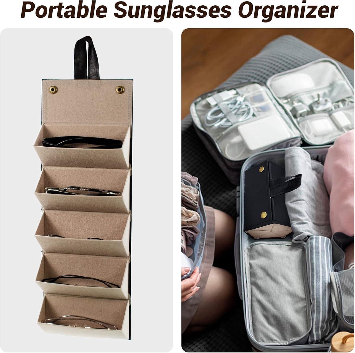 Zonnebril Organizer 5 Slots Reizen Brillen Case Meerdere Paar Brillen Opbergdoos Opknoping Eyewear Houder