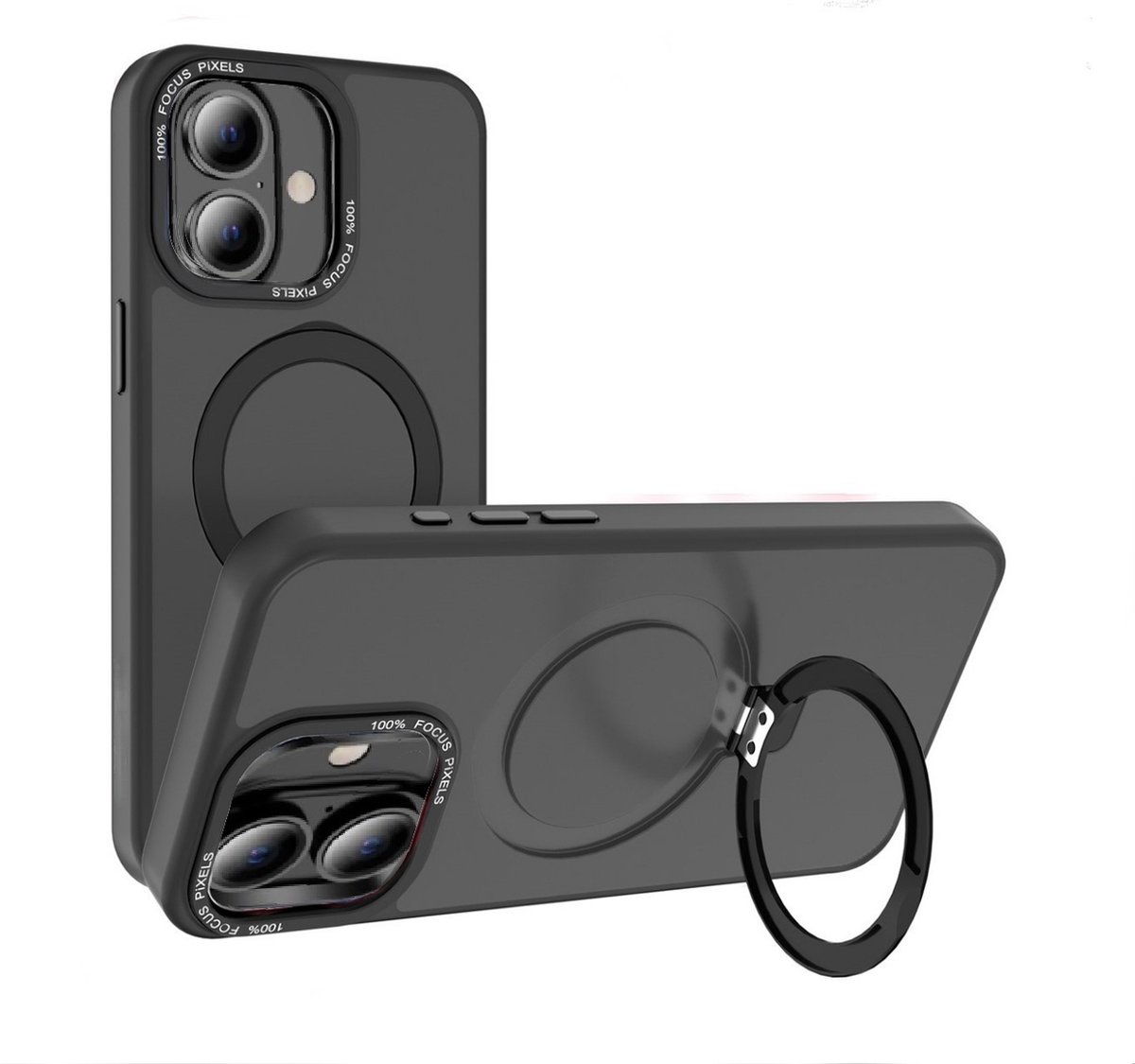 Cityhoesje - Ring BackCover - iPhone 16 Plus - Wireless Charging - Zwart