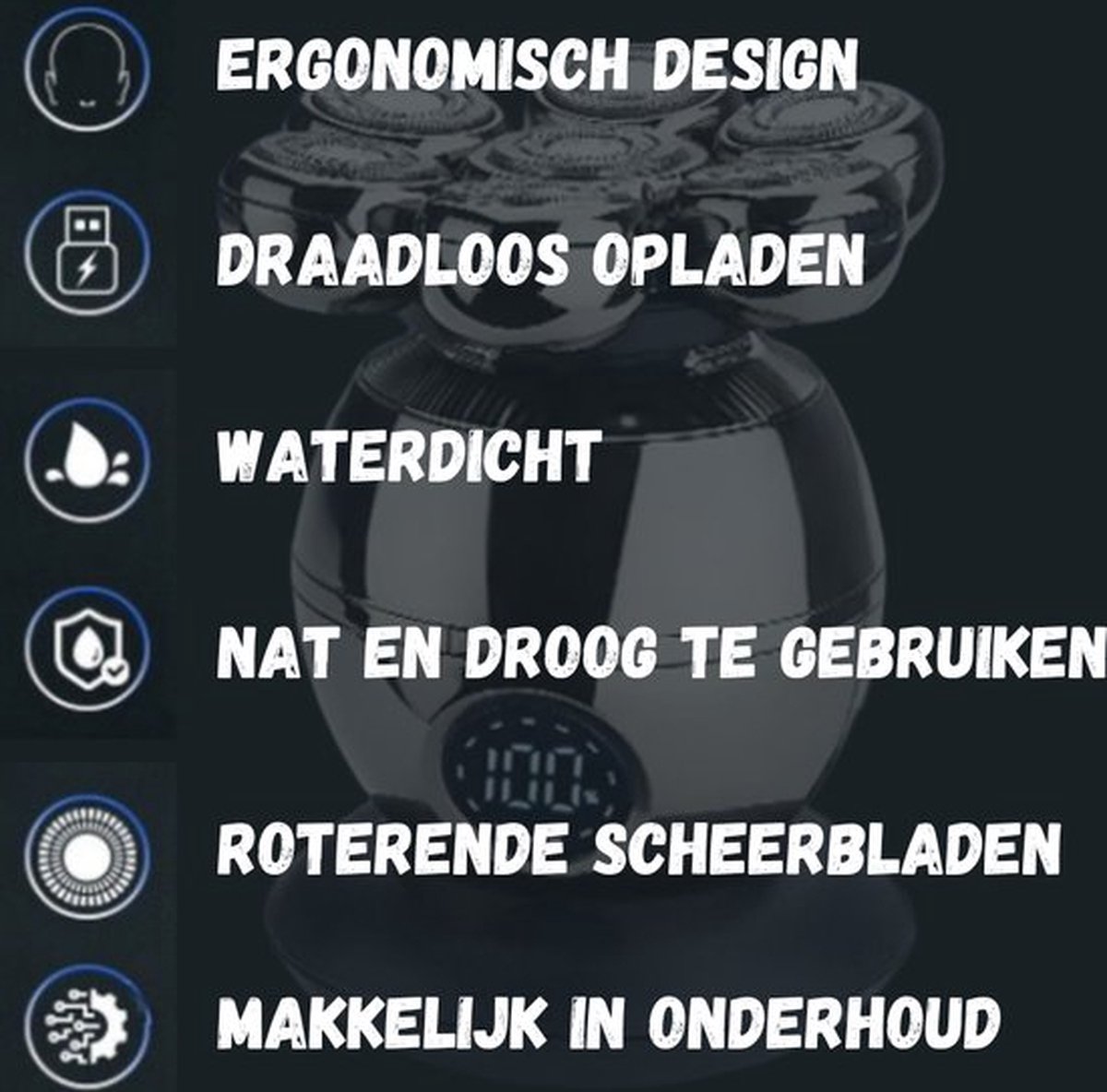 6-in-1 Elektrisch Scheerapparaat voor Mannen met Draadloos - afbeelding 2