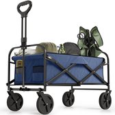 Bol.com Avalo Bolderkar - Opvouwbaar - Tot 90KG - 80x47x49 CM - 80L - 360º Wielen - Blauw aanbieding