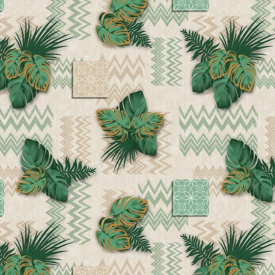 Nappe Tropicale Verte 140x100cm - Nappe Lavable - Plastique