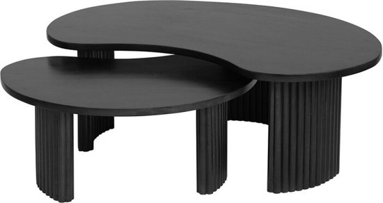 Salontafel Firenze Boonvorm Massief Mangohout Zwart 125x80x43 cm - Moderne Organische Woonkamertafel - Unieke Zwarte Houten Salontafel - Handgemaakt Design tafel