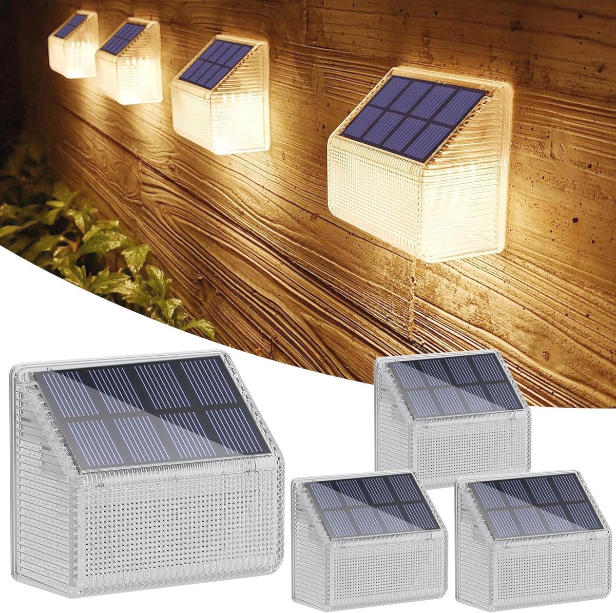 Wandlamp op Zonne-energie - Warm Witte Solar LED Buitenlampen - Waterdicht en Energiezuini