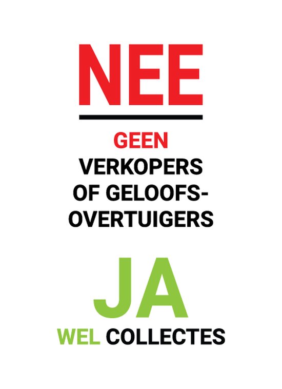 Deursticker geen verkoper, wel collectanten transparant - Geen deur aan deur verkoop sticker transparant - Anti colportage sticker transparant - Aan de deur wordt niet gekocht - Deursticker transparant
