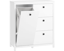 Droogkast met uitklapbare waszakken - Wit - 80x90x35 cm - Badkamerkast voor wasgoed