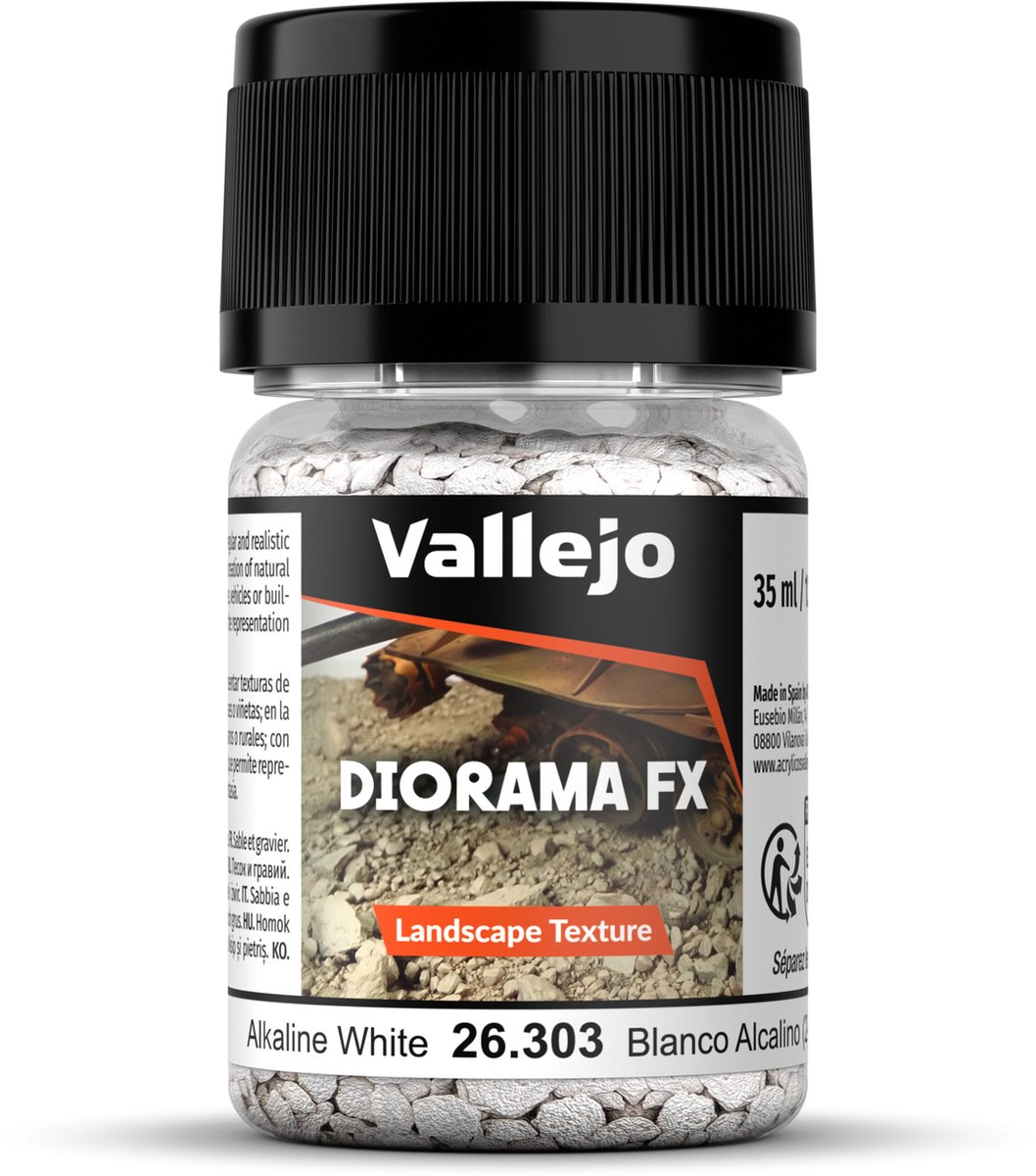 Vallejo Modelbouwdecoratie - 26303 Landscape Textures 303 - Alkalisch Wit 2-5 mm - 35ml Effecten potje