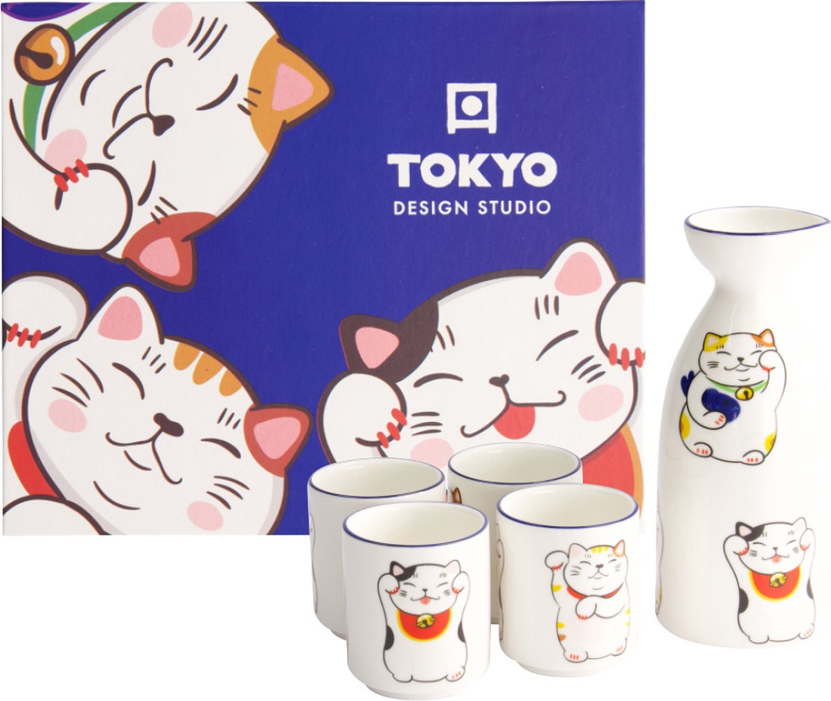 TOKYO DESIGN STUDIO - Kawaii Lucky Cat Sake Set 1:4 120/50ML 21689 1/12