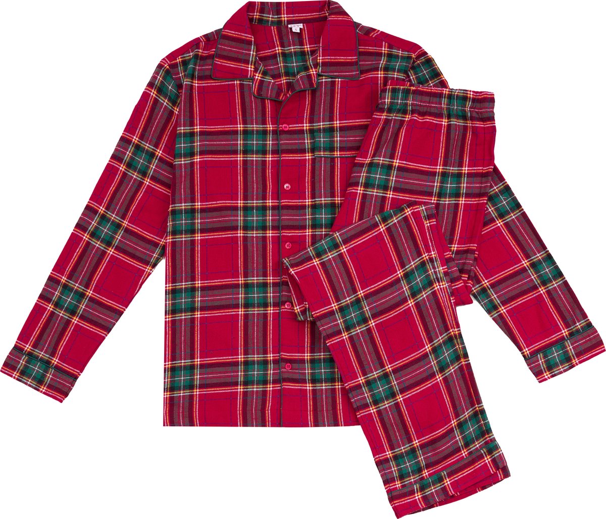La-V Flanel pyjama set voor dames met geruit patroon Rood