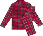 La-V Flanel pyjama set voor dames met geruit patroon Rood XL