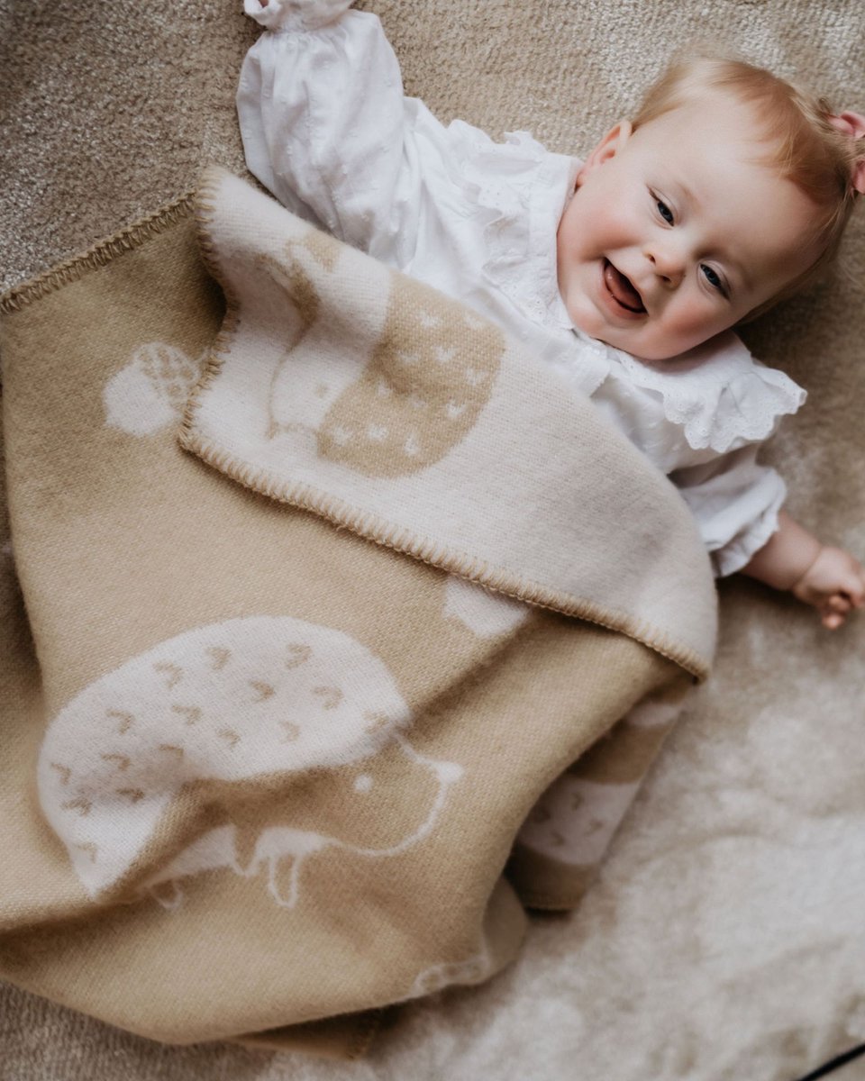 Wollen wiegdeken - Pure Baby Love - Sand Egeltjes - 100% wol - 65x90cm
